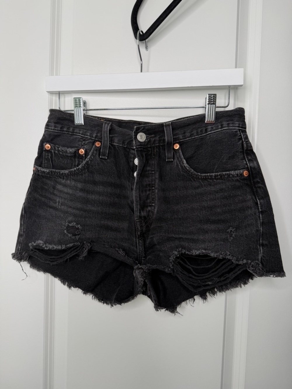Levi's Black Distressed Women's Denim Cutoff Shorts
